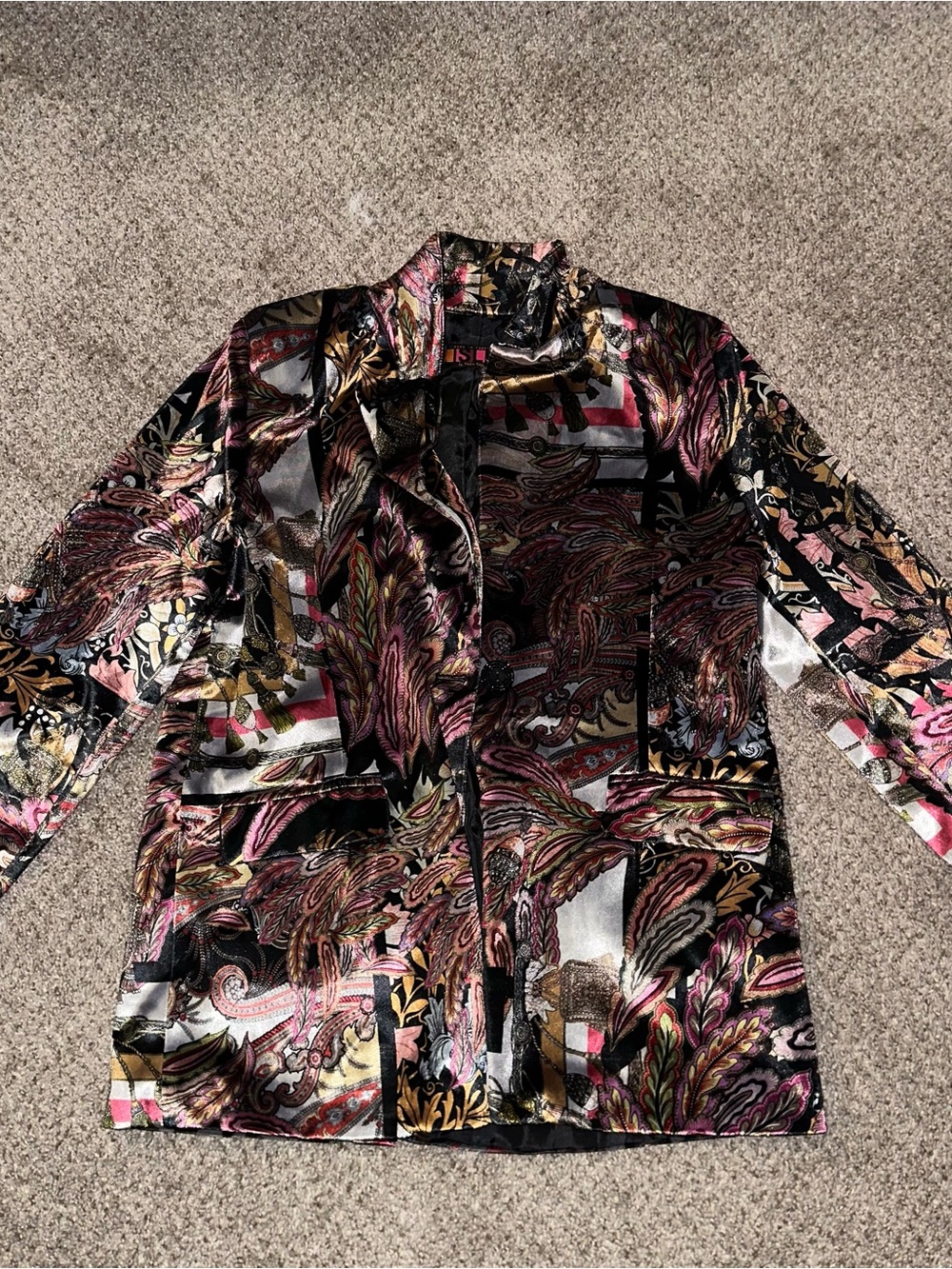 ISLE By Melis Kozan Women's Multi-Color Paisley Satin Button-Up Top